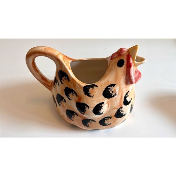 Alexander Ceramics Hand Painted Rooster Coffee Creamer Sugar Bowl Kitchen Decor - Picture 5 of 9